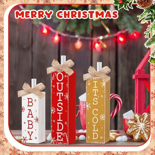Cinnvoice 3 Pcs Christmas Table Decorations for Home, It's Cold Outside - style: Hot Cocoa Style