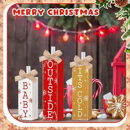 Cinnvoice 3 Pcs Christmas Table Decorations for Home, It's Cold Outside - style: Hot Cocoa Style
