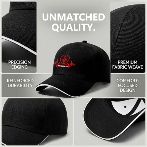 Jesus Baseball Cap for Men and Women Adjustable Christian Trucker Hat Fashion Cross Golf Hat - color: Jesus Saved My Life Love Heart Beat Christian Cross