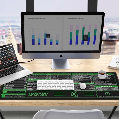 iCasso Excel Cheat Sheet Desk Pad, Excel Mouse Pad Shortcuts - color: B-black Excel Shortcuts