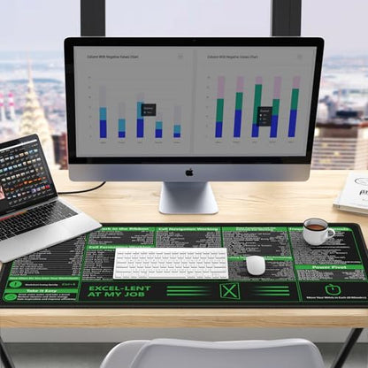 iCasso Excel Cheat Sheet Desk Pad, Excel Mouse Pad Shortcuts - color: B-black Excel Shortcuts
