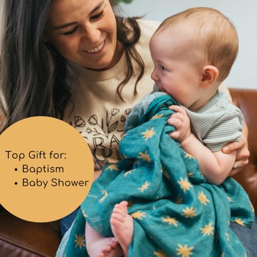 Our Lady of Guadalupe Catholic Baby Swaddle | Mary's Mantle Soft & Luxury Baby Muslin Cotton Swaddle Blanket | Newborn Essentials for Girls and Boys | 47" X 47" Our Lady of Guadalupe Stars Swaddle