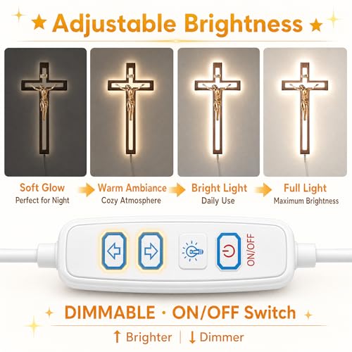 MoSavris Crucifix Wall Cross with Jesus with LED Light Handmade Wood Cross Wall Decor 13 Inch Catholic Wooden Cross for Faith & Blessing Wall or Home Decor Faith Gift for your Acquaintances - size: Jesus