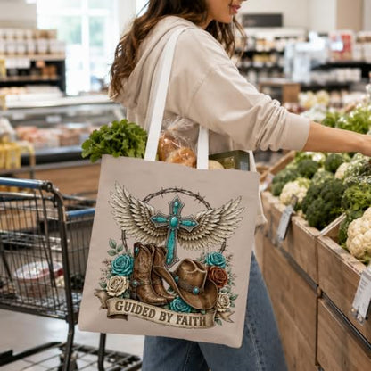 Western Cowgirl Canvas Tote Bag Cowgirl Gifts - color: Western Cowboy Theme 10