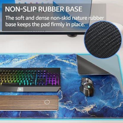 KTRIO Large Gaming Mouse Pad, Desk Mat, 31.5 x 15.7 in, Blue Marble, XXL - color: Blue Marble, size: 31.5l X 15.7w Inches