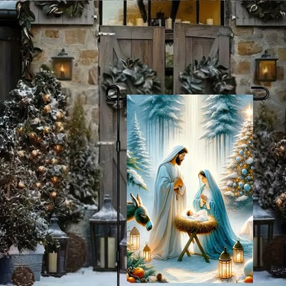 BlissYard Christmas Garden Flag 12x18 Inch Nativity Family Yard Decor - color: garden flag #1