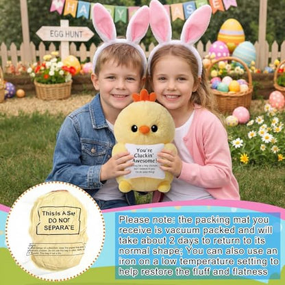 Hollowfly 10 Inch Chicken Plush Stuffed Animal Gifts for Girl Boy, Cute Stuff Active Support Gift for Women Men Graduation Teacher Appreciation, Emotional Chick Holding Pillow Positive Decor - size: 9.84 Inch, style: Chick