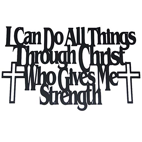Inspirational Word Art, Christian Faith Biblical Verse Wall Sign, Hand-Made Wooden Decoration Plaque for Home, Office, Church (Through Christ) - color: Through Christ
