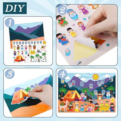 Sabary 24 Sets Ten Commandments Cards Stickers, DIY Religious Craft Kit - style: Ten Commandments