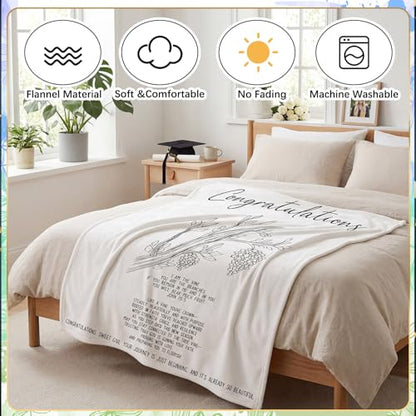 Graduation Gifts Blanket for Women Girl 2026 Congratulation Graduation Blanket Christian Faith Themed Throw Phd College Masters Degree Gifts 50"x 60" - style: Minimalist