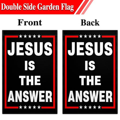 Jesus is The Answer Garden Flag for Outside 12x18 Inch 3 ply Double Sided Jesus American Christian Faith Garden Flag for Outdoor Indoor House Yard Patriotic Decor