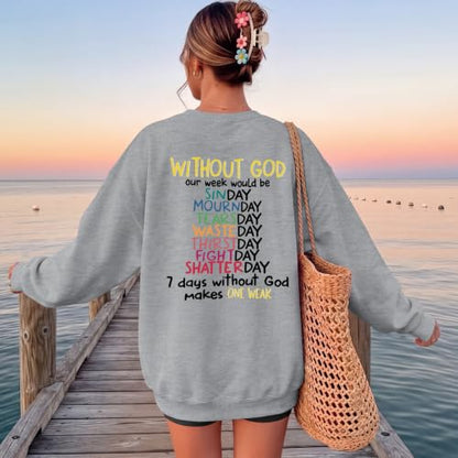 Christian Sweatshirts for Women God Jesus Sweatshirt Faith Bible Verse Crewneck Religious Inspirational Pullover Top - color: Light Gray, size: Small