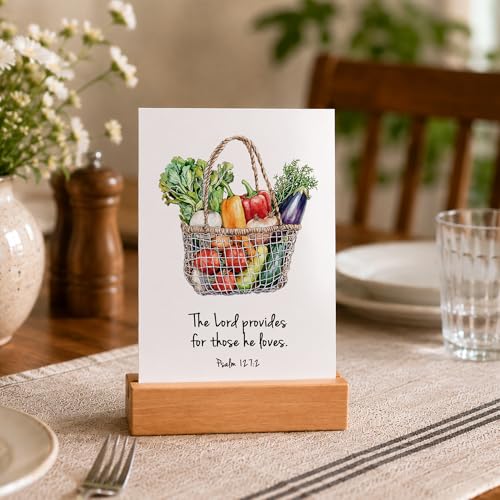 Bible Verse Cards with Wood Stand, 48 Prayer Cards for Daily Display - color: Farmers Market
