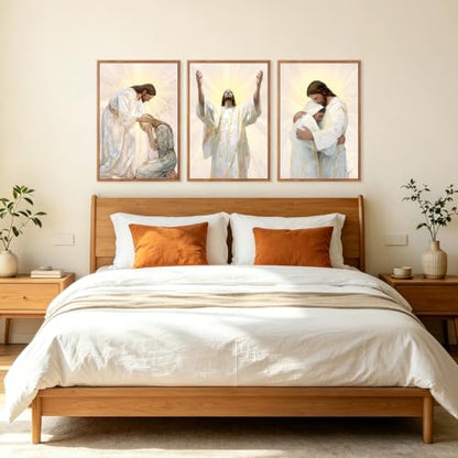 CHDITB 3D Textured Framed Jesus Embrace Woman Christian Healing Wall Art - color: 3D jesus religious wall art (large), size: 24"L x 36"W