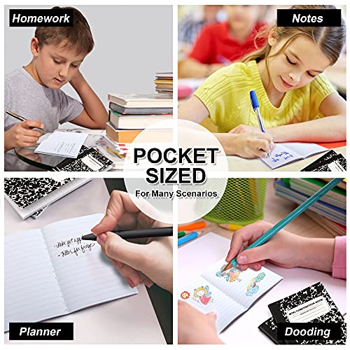 feela 70 Pack Mini Composition Notebook Bulk, Cute Pocket Composition Note Pad, Small Journal Notebooks for Students College School Supplies, 4.5" X 3.25", Narrow Ruled, Black Marble Covers - color: 70 Pack Black