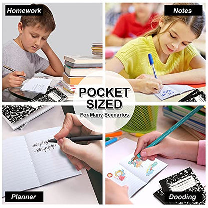 feela 70 Pack Mini Composition Notebook Bulk, Cute Pocket Composition Note Pad, Small Journal Notebooks for Students College School Supplies, 4.5" X 3.25", Narrow Ruled, Black Marble Covers - color: 70 Pack Black