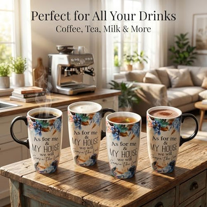 Topadorn 17oz Ceramic Travel Mug with Lid, Christian Bible Verse Mug - color: As for me&my house