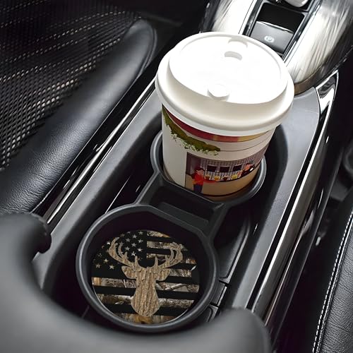 Deer Camouflage Car Cup Holder Coasters 2 Pack 2.63" for Women - color: Brown