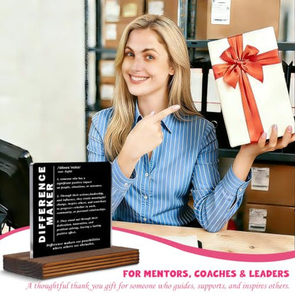 Mentor Coach Appreciation Gift Acrylic Desk Plaque with Wooden Stand, Difference Maker Definition Sign, Thank You Gift for Mentor Coach Leader, Office Desk Decor for Retirement Graduation EC401 - style: Leader Coworker