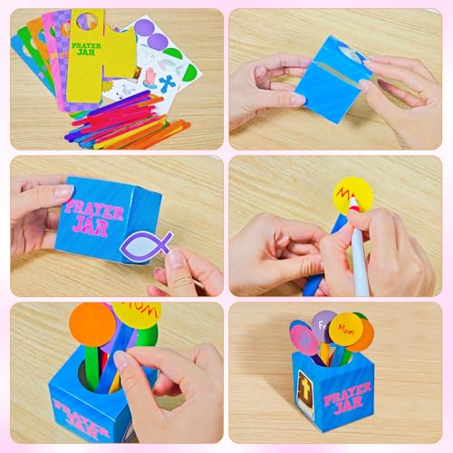 Cinrobiye 24 Set Prayer Box Craft Kits DIY Religious Prayer Jar with Popsicle Stick DIY Family Prayer Handmade Paper Box for Sunday School Home Church Activities Christian Prayer Party Favor Supplies - style: fresh