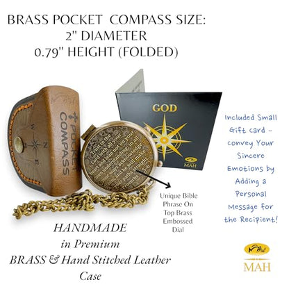 Handmade Religious Brass Compass Gift with Engraved & Embossed Faith Messages – Inspirational Christian Religious Gift Keepsake for Baptism, Confirmation, Christening, First Communion or Christmas - style: Trust in The Lord – Edition 1