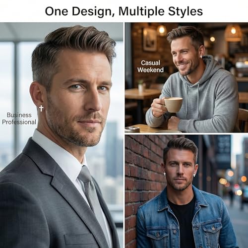 3Pairs Cross Earrings Stud Set for Men Women Stainless Steel Black Silver Gold Tiny Cross Earring Aretes Mens Jewelry Minimalist Stud Earings Fashion Accessories