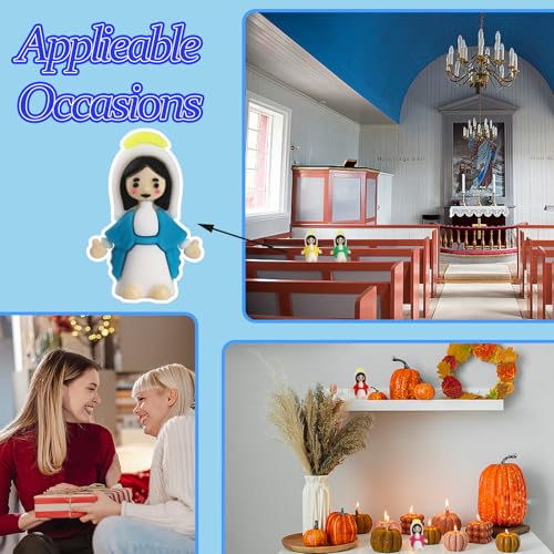 20 Pcs Little Virgin Mary Figurines, Christ Toys Mini Virgin Mary Figures, Little Figures to Hide and Seek Sunday School Religious Party Favors Gift for Sunday Easter Eggs, Blue