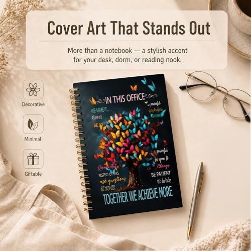 Inspirational Office Spiral Notebook, Work Journal for Women Coworkers, Teamwork Colorful Butterfly Tree Motivational Hardcover Lined Notebook Journal, 5.5x8.3 Inch - color: pattern-5