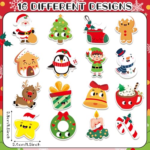 BeYumi Cute Christmas Sticker Roll - 1000Pcs Christmas Holiday Stickers in 2 Rolls Waterproof Vinyl Xmas Cute Santa Claus Snowman Candy Cane Decals Gift Party Laptop Bottle Scrapbooking Decor for Kids - style: Christmas Cute Character