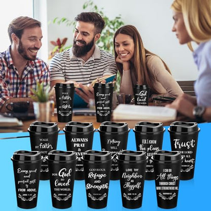 Skylety 20 Pack Christian Gifts Bulk 16oz Bible Verse Tumbler with Lids - color: Black