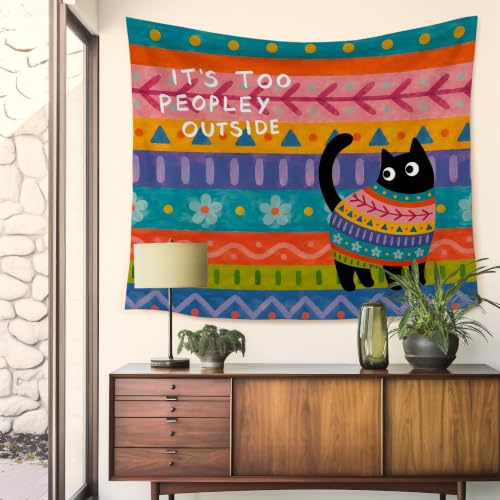 HUGANE Boho Black Cat Tapestry Wall Decor 50x60 Inch - color: colour-07