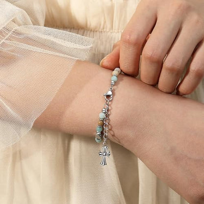 TONY & SANDY Christian Gifts for Women, Religious Cross Bracelet Faith Jewelry, Confirmation Baptism Christmas Birthday Gifts for Women, Unique Gifts for Teens Girls Kids Adults - style: First Communion