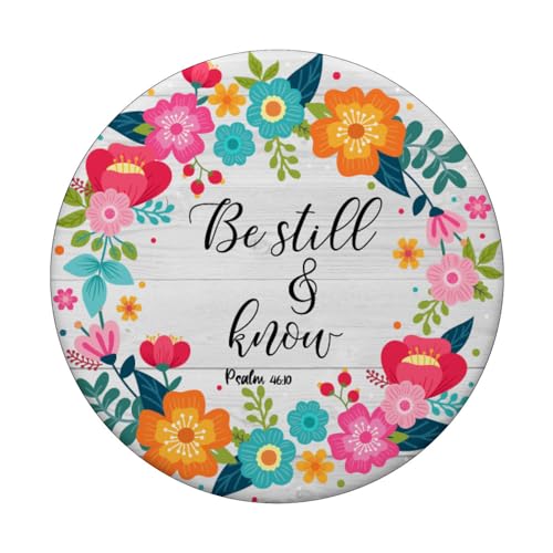 Christian Bible Verse Psalms 46:10 Rustic Pink Floral Gift PopSockets Standard PopGrip - style: Standard