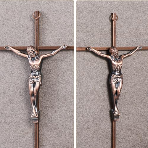 ACHIBANG 10" Crucifix Wall Cross – Antique Copper Catholic Jesus Wall Crucifix for Home or Over-the-Door Blessing - color: Antique Copper