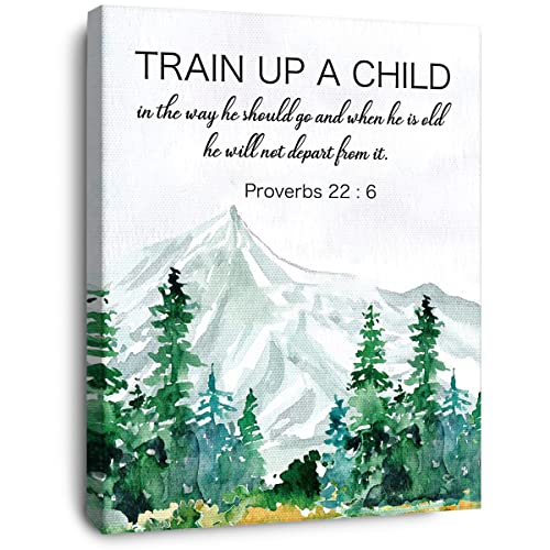 OTINGQD Train Up A Child Proverbs 22:6 Canvas Wall Art,Bible Verse Scripture Canvas Painting Prints for Christian Home Bedroom Office Church Religious Wall Decor - color: Proverbs 22:6