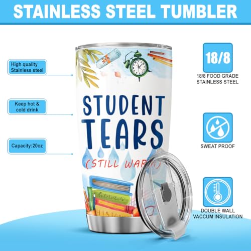 Funny Teacher Gift Student Tears Cup, 20oz Stainless Steel Insulated Tumbler with Nutrition Facts Design, Ideal for Appreciation Week, End of Year, Birthday or Christmas - color: Teacher Life 46