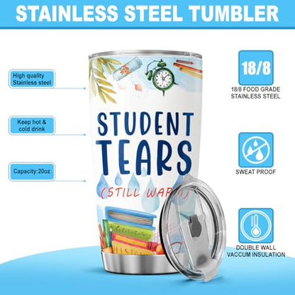 Funny Teacher Gift Student Tears Cup, 20oz Stainless Steel Insulated Tumbler with Nutrition Facts Design, Ideal for Appreciation Week, End of Year, Birthday or Christmas - color: Teacher Life 46