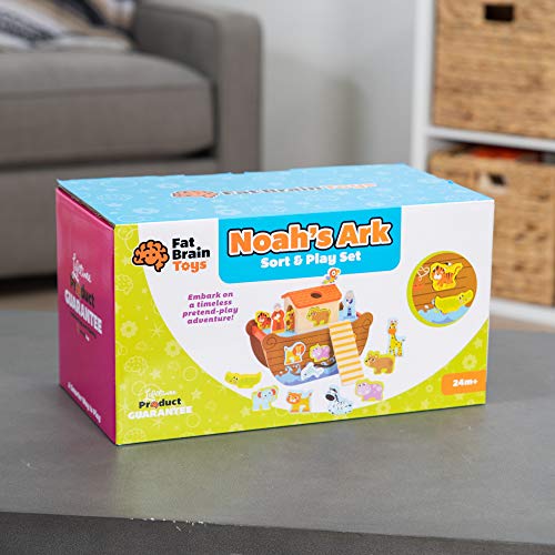 Fat Brain Toys Noah''s Ark Sort & Play Set - Wooden Shape-Matching Preschool Toy