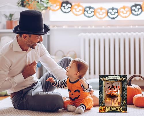 WaaHome Halloween Picture Frame - 4 x 6 My First Halloween Photo Frame Spooky Black Pumpkin Picture Frame Baby Shower Decorations Gifts for Kids New Born Baby Girls Boys Nursery Decor - color: 6-Halloween Style3 4x6