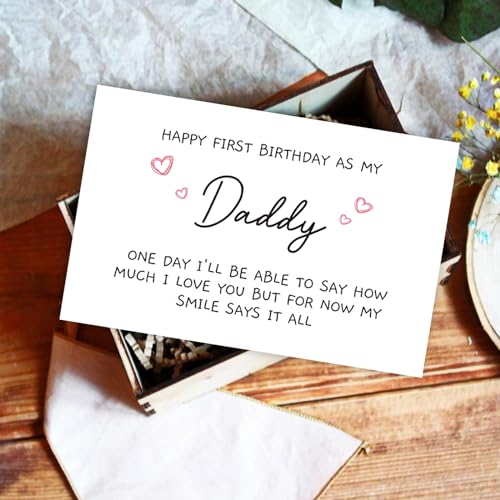 Funny 1st Daddy Birthday Card for Him, Poem New Dad Birthday Greeting Card, Happy First Birthday as A Dad Card, Cute Bday Gift from Baby Daughter Son - color: 3-27