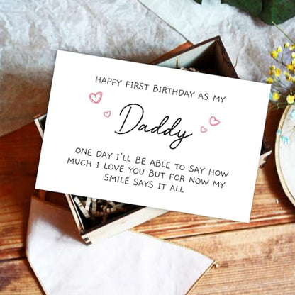 Funny 1st Daddy Birthday Card for Him, Poem New Dad Birthday Greeting Card, Happy First Birthday as A Dad Card, Cute Bday Gift from Baby Daughter Son - color: 3-27