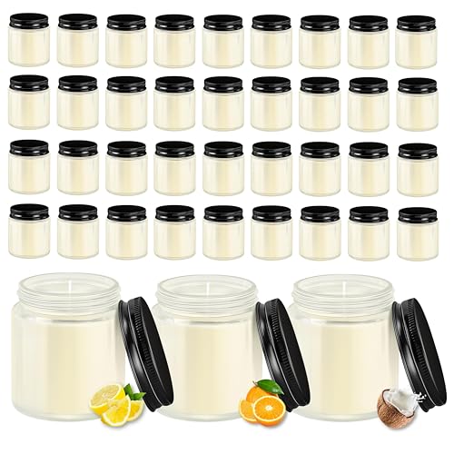ACITHGL 36 Pcs 4oz Mini Mason Jar Candles Small Scented Candles Bulk Aromatherapy Ideal Souvenir Favors for Wedding Birthday Party (Lemon, Citrus, Coconut Milk, Black) - color: Black, style: Lemon, Citrus, Coconut Milk