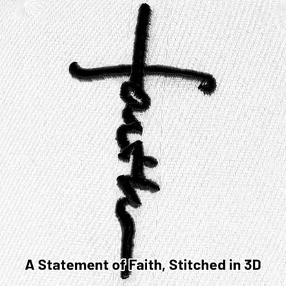 3D Embroidered Christian Hat for Men & Women, Jesus Faith Cross Hat, Religious Gifts for Christians Clothes - color: Faith Design-white