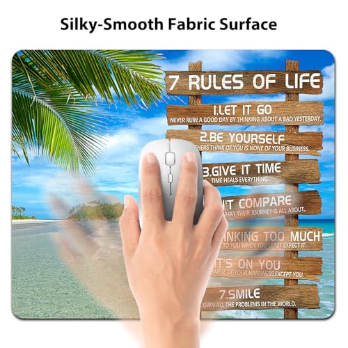 7 Rules of Life Inspirational Quote Mouse Pad, Tropical Palm Beach Desk Mat - color: Cute Colorful Art Rec1