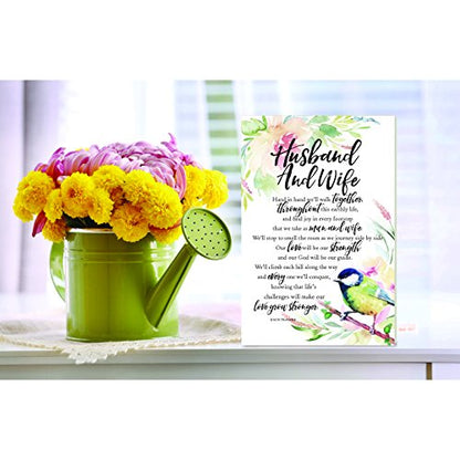 DEXSA Husband And Wife Wood Plaque with Inspiring Quotes 6"x9" - Elegant Frame Wall & Tabletop Decoration | Easel & Hanging Hook | Christian Family Religious Home Decor Saying | Made in the USA