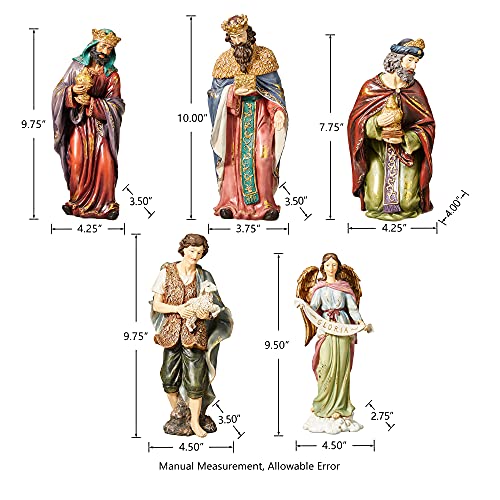 Glitzhome 12Pcs Resin Nativity Figurine Set for Christmas Indoor Xmas Natvity Scene Sets Collectible Christmas Countertop Nativity Figures Miniatures Statue for Tabletop Ornament Gifts 10.00" x 26.00" - size: 10.00 x 26.00 Inches
