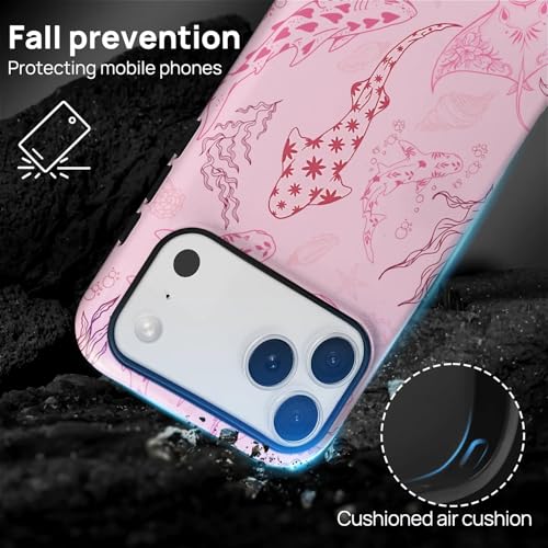 Case for iPhone 17 Pro Max/18 Pro Max,Drop Protection Hybrid 2-Layer Hard Phone Cover-Ocean Animal Whale Shark-Pink - color: Ocean Animal Whale Shark-Pink, size: iPhone 17 Pro Max/18 Pro Max