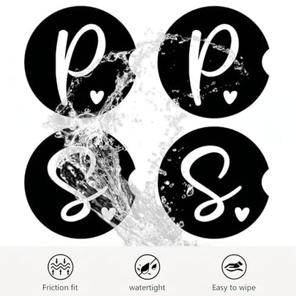 2PCS Initial M Car Cup Holder Coasters Neoprene Universal 2.75" - color: Initial M