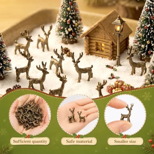 Civaner 50 Pcs Mini Brass Reindeer, Tiny Deer Figurines for Christmas Decor - style: Reindeer