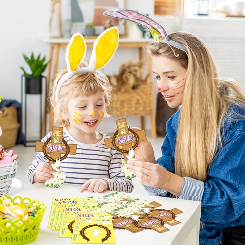 Haooryx Easter Thorns Cross Craft Kit - 28 Pack Make Your Own Jesus Resurrection Cross He is Risen Ornament Jesus Crown of Thorns Faith Thankful Craft for Church Sunday School Christian Easter Party - style: Thorns Cross